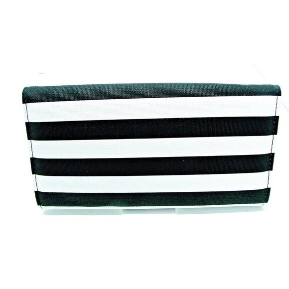 Kut From The Kloth Striped Slim Vegan Tri-fold Wallet Snap Closure NWOT - Picture 1 of 11